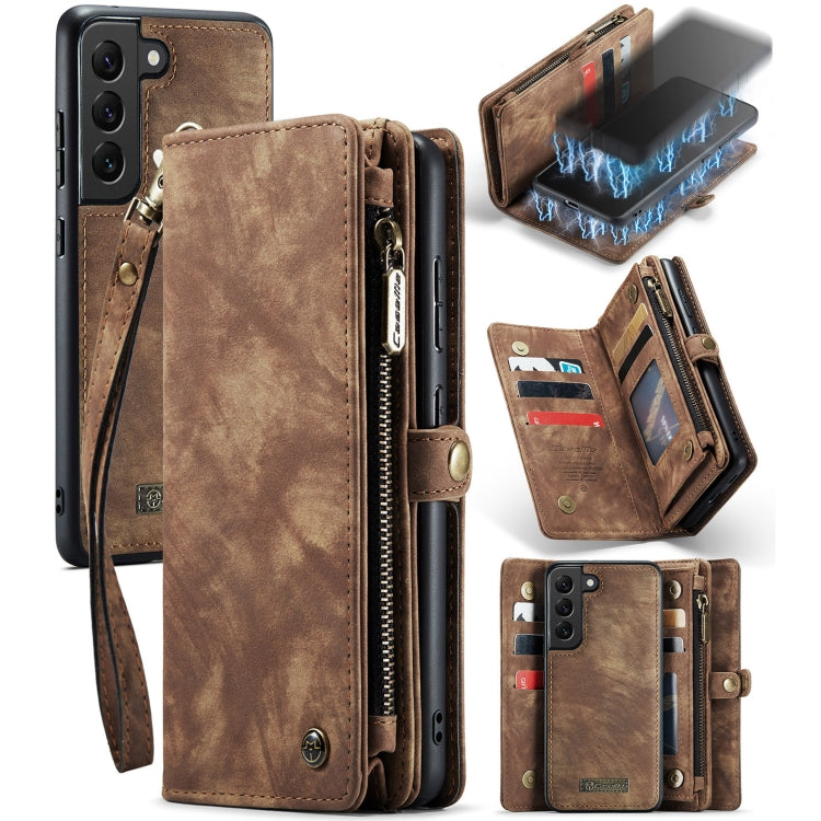 For SamsFor Samsung Galaxy S21 FE CaseMe 008 Detachable Multifunctional Flip Leather Phone Case(Brown) by CaseMe