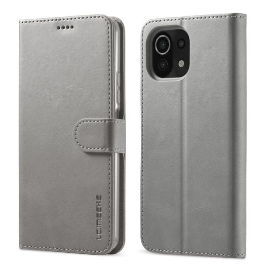 For Xiaomi Mi 11 Lite LC.IMEEKE Calf Texture Horizontal Flip Leather Case, with Holder & Card Slots & Wallet(Grey) - Xiaomi Cases by LC.IMEEKE | Online Shopping UK | buy2fix