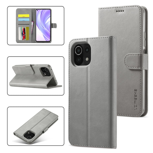 For Xiaomi Mi 11 Lite LC.IMEEKE Calf Texture Horizontal Flip Leather Case, with Holder & Card Slots & Wallet(Grey) - Xiaomi Cases by LC.IMEEKE | Online Shopping UK | buy2fix