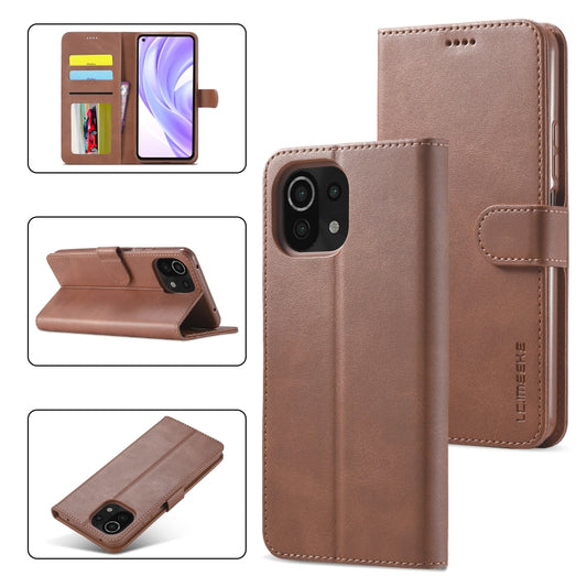 For Xiaomi Mi 11 Lite LC.IMEEKE Calf Texture Horizontal Flip Leather Case, with Holder & Card Slots & Wallet(Coffee) - Xiaomi Cases by LC.IMEEKE | Online Shopping UK | buy2fix