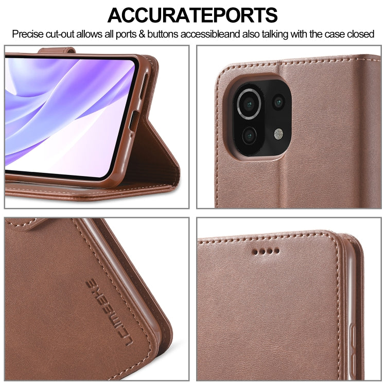 For Xiaomi Mi 11 Lite LC.IMEEKE Calf Texture Horizontal Flip Leather Case, with Holder & Card Slots & Wallet(Coffee) - Xiaomi Cases by LC.IMEEKE | Online Shopping UK | buy2fix