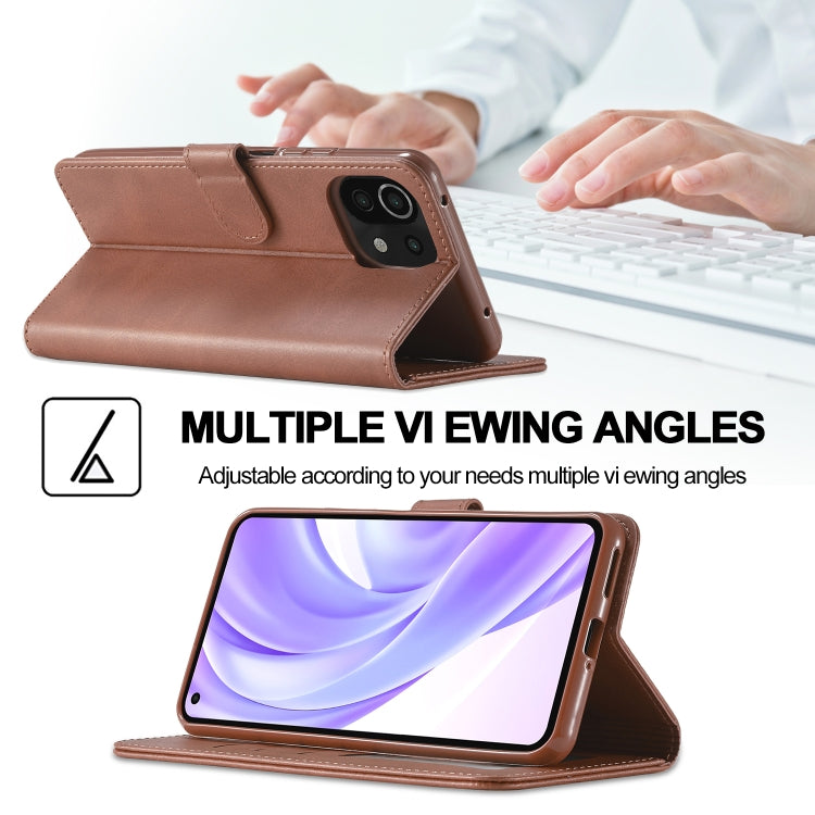For Xiaomi Mi 11 Lite LC.IMEEKE Calf Texture Horizontal Flip Leather Case, with Holder & Card Slots & Wallet(Coffee) - Xiaomi Cases by LC.IMEEKE | Online Shopping UK | buy2fix