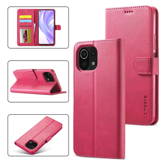 For Xiaomi Mi 11 Lite LC.IMEEKE Calf Texture Horizontal Flip Leather Case, with Holder & Card Slots & Wallet(Red) - Xiaomi Cases by LC.IMEEKE | Online Shopping UK | buy2fix