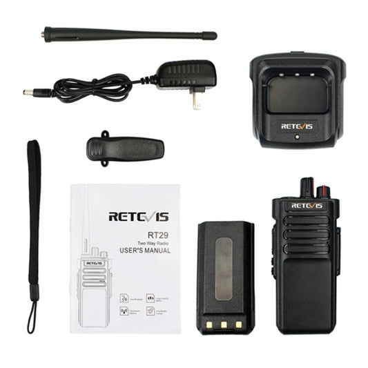 RETEVIS RT29 10W UHF 400-480MHz 16CHS Two Way Radio Handheld Walkie Talkie, US Plug(Black) - Handheld Walkie Talkie by RETEVIS | Online Shopping UK | buy2fix