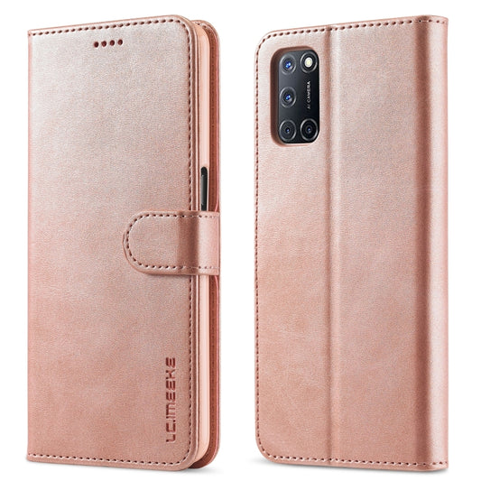 For OPPO F19 Pro / A94 5G LC.IMEEKE Calf Texture Horizontal Flip Leather Case with Holder & Card Slots & Wallet (Rose Gold) - OPPO Cases by LC.IMEEKE | Online Shopping UK | buy2fix