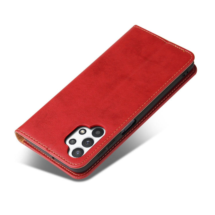 For Samsung Galaxy A32 5G Fierre Shann PU Genuine Leather Texture Horizontal Flip Leather Case with Holder & Card Slots & Wallet(Red) by FIERRE SHANN