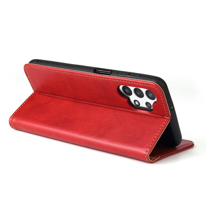 For Samsung Galaxy A32 5G Fierre Shann PU Genuine Leather Texture Horizontal Flip Leather Case with Holder & Card Slots & Wallet(Red) by FIERRE SHANN