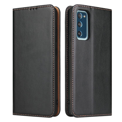 For Samsung Galaxy A52 4G/5G Fierre Shann PU Genuine Leather Texture Horizontal Flip Leather Case with Holder & Card Slots & Wallet(Black) by FIERRE SHANN
