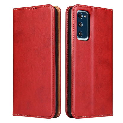 For Samsung Galaxy A52 4G/5G Fierre Shann PU Genuine Leather Texture Horizontal Flip Leather Case with Holder & Card Slots & Wallet(Red) by FIERRE SHANN