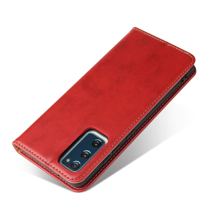 For Samsung Galaxy A52 4G/5G Fierre Shann PU Genuine Leather Texture Horizontal Flip Leather Case with Holder & Card Slots & Wallet(Red) by FIERRE SHANN