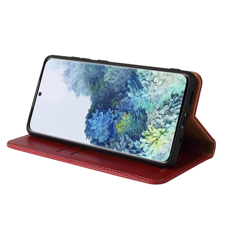 For Samsung Galaxy A52 4G/5G Fierre Shann PU Genuine Leather Texture Horizontal Flip Leather Case with Holder & Card Slots & Wallet(Red) by FIERRE SHANN
