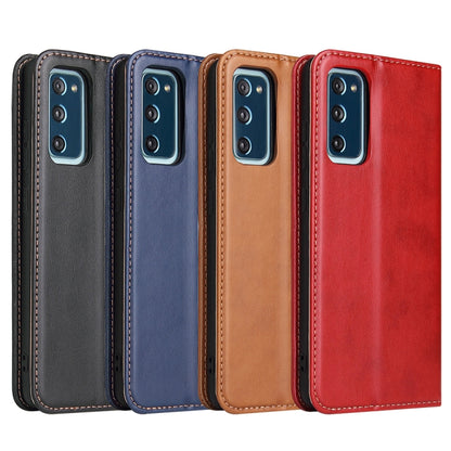 For Samsung Galaxy A52 4G/5G Fierre Shann PU Genuine Leather Texture Horizontal Flip Leather Case with Holder & Card Slots & Wallet(Red) by FIERRE SHANN