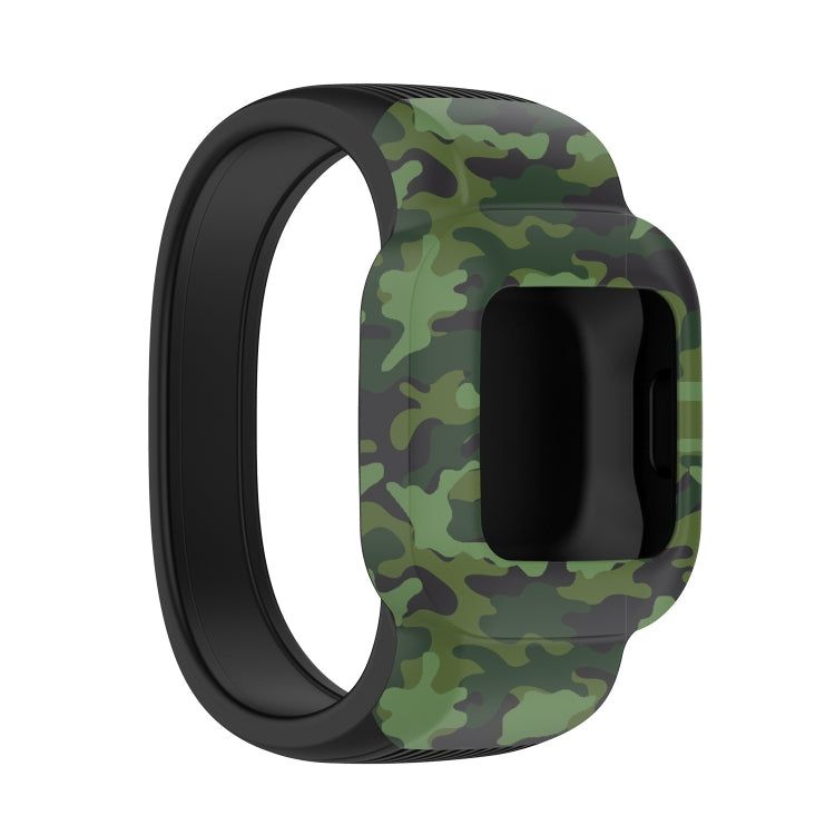 For Garmin Vivofit JR3 No Buckle Silicone Printing Watch Band, Size:S(Camouflage Green) - Watch Bands by buy2fix | Online Shopping UK | buy2fix