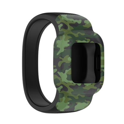 For Garmin Vivofit JR3 No Buckle Silicone Printing Watch Band, Size:S(Camouflage Green) - Watch Bands by buy2fix | Online Shopping UK | buy2fix