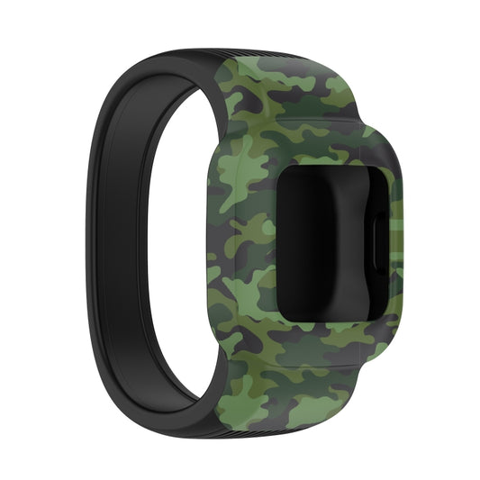 For Garmin Vivofit JR3 No Buckle Silicone Printing Watch Band, Size:S(Camouflage Green) - Watch Bands by buy2fix | Online Shopping UK | buy2fix