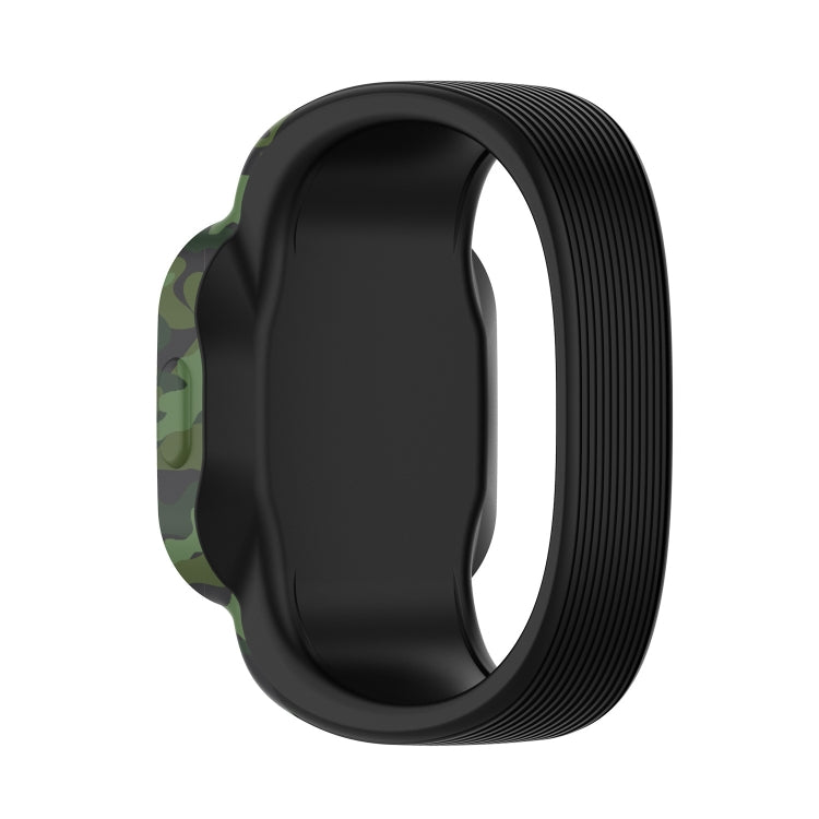 For Garmin Vivofit JR3 No Buckle Silicone Printing Watch Band, Size:S(Camouflage Green) - Watch Bands by buy2fix | Online Shopping UK | buy2fix