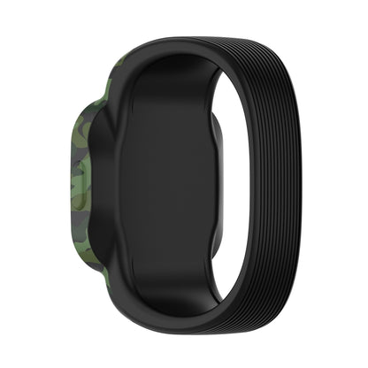 For Garmin Vivofit JR3 No Buckle Silicone Printing Watch Band, Size:S(Camouflage Green) - Watch Bands by buy2fix | Online Shopping UK | buy2fix