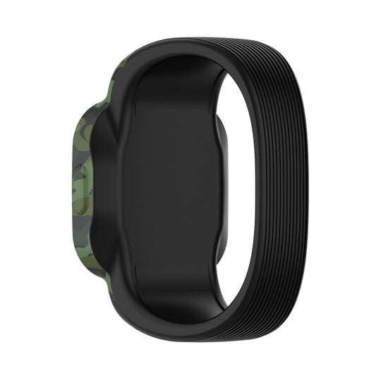 For Garmin Vivofit JR3 No Buckle Silicone Printing Watch Band, Size:S(Camouflage Green) - Watch Bands by buy2fix | Online Shopping UK | buy2fix