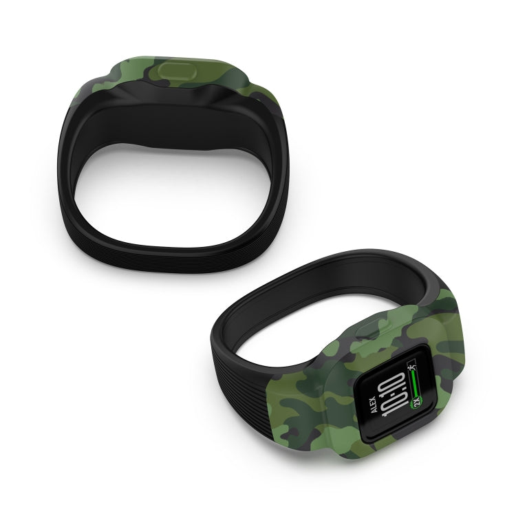 For Garmin Vivofit JR3 No Buckle Silicone Printing Watch Band, Size:S(Camouflage Green) - Watch Bands by buy2fix | Online Shopping UK | buy2fix