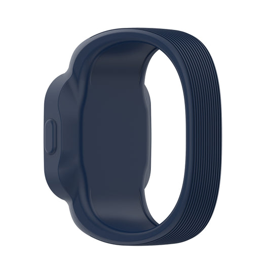 For Garmin Vivofit JR3 No Buckle Silicone Pure Color Watch Band, Size:S(Dark Blue) - Watch Bands by buy2fix | Online Shopping UK | buy2fix