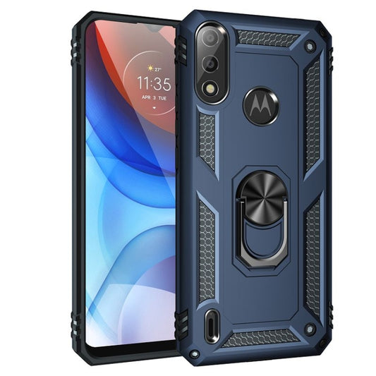 For Motorola Moto E7 Power (2021) Shockproof TPU + PC Protective Case with 360 Degree Rotating Holder(Blue) - Motorola Cases by buy2fix | Online Shopping UK | buy2fix