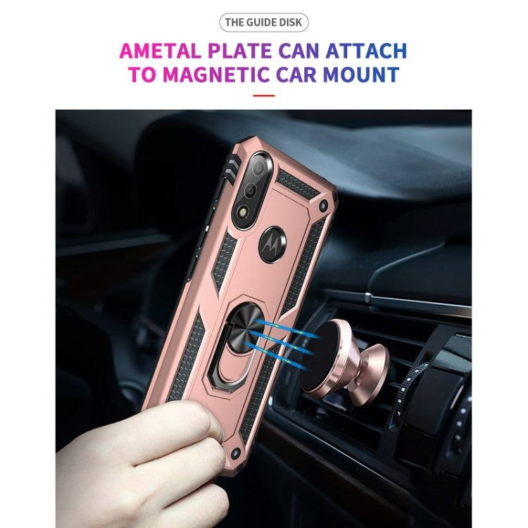 For Motorola Moto E7 Power (2021) Shockproof TPU + PC Protective Case with 360 Degree Rotating Holder(Rose Gold) - Motorola Cases by buy2fix | Online Shopping UK | buy2fix