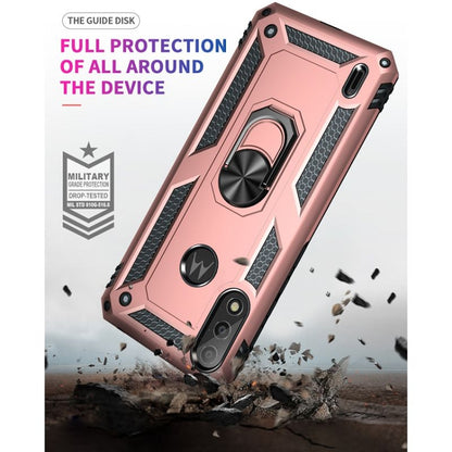 For Motorola Moto E7 Power (2021) Shockproof TPU + PC Protective Case with 360 Degree Rotating Holder(Rose Gold) - Motorola Cases by buy2fix | Online Shopping UK | buy2fix