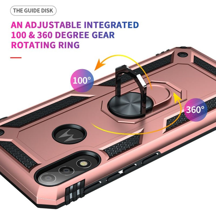 For Motorola Moto E7 Power (2021) Shockproof TPU + PC Protective Case with 360 Degree Rotating Holder(Rose Gold) - Motorola Cases by buy2fix | Online Shopping UK | buy2fix