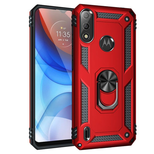 For Motorola Moto E7 Power (2021) Shockproof TPU + PC Protective Case with 360 Degree Rotating Holder(Red) - Motorola Cases by buy2fix | Online Shopping UK | buy2fix