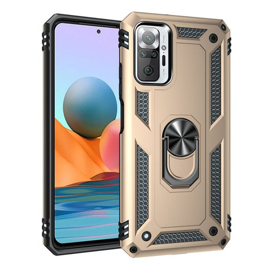 For Xiaomi Redmi Note 10 Pro / Note 10 Pro Max Shockproof TPU + PC Protective Case with 360 Degree Rotating Holder(Gold) by buy2fix