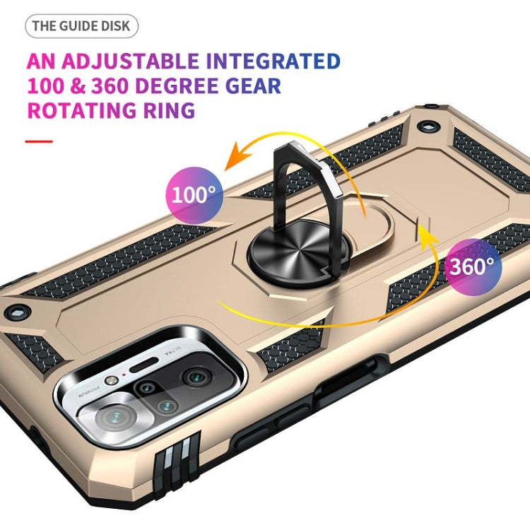 For Xiaomi Redmi Note 10 Pro / Note 10 Pro Max Shockproof TPU + PC Protective Case with 360 Degree Rotating Holder(Gold) by buy2fix