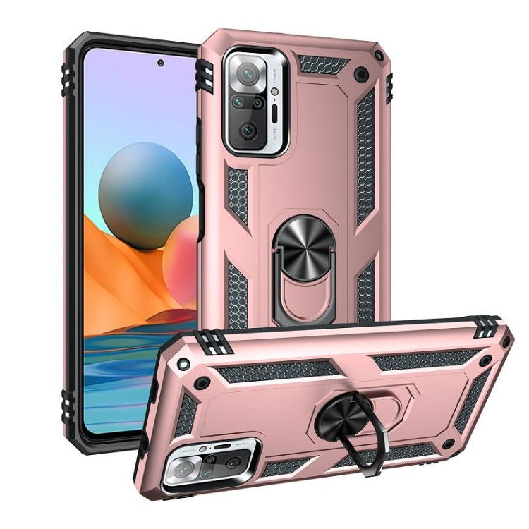 For Xiaomi Redmi Note 10 Pro / Note 10 Pro Max Shockproof TPU + PC Protective Case with 360 Degree Rotating Holder(Rose Gold) by buy2fix