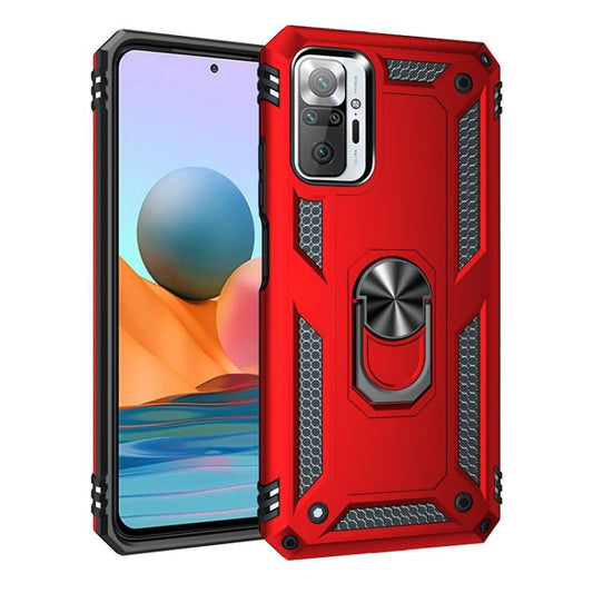 For Xiaomi Redmi Note 10 Pro / Note 10 Pro Max Shockproof TPU + PC Protective Case with 360 Degree Rotating Holder(Red) by buy2fix