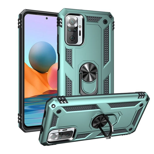 For Xiaomi Redmi Note 10 Pro / Note 10 Pro Max Shockproof TPU + PC Protective Case with 360 Degree Rotating Holder(Green) by buy2fix
