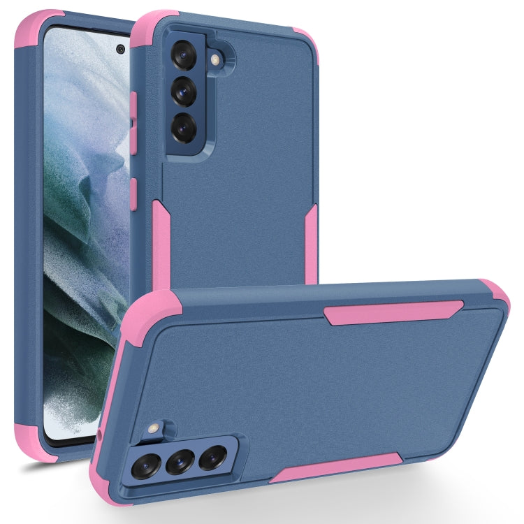 For Samsung Galaxy S21 FE TPU + PC Shockproof Protective Case(Royal Blue + Pink) by buy2fix