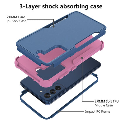 For Samsung Galaxy S21 FE TPU + PC Shockproof Protective Case(Royal Blue + Pink) by buy2fix