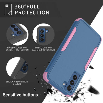 For Samsung Galaxy S21 FE TPU + PC Shockproof Protective Case(Royal Blue + Pink) by buy2fix