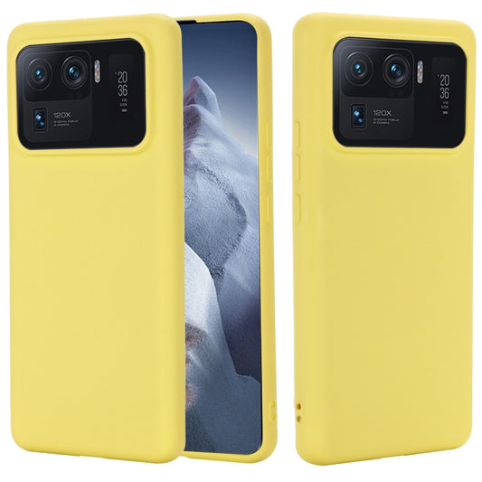 For Xiaomi Mi 11 Ultra Solid Color Liquid Silicone Dropproof Full Coverage Protective Case(Yellow) - Xiaomi Cases by buy2fix | Online Shopping UK | buy2fix