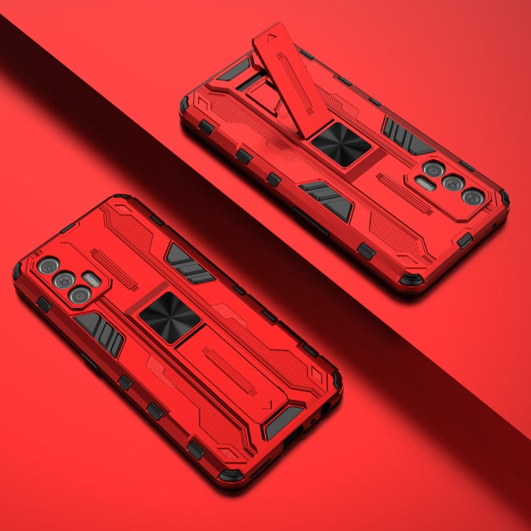For OPPO Realme GT Supersonic PC + TPU Shock-proof Protective Case with Holder(Red) - Realme Cases by buy2fix | Online Shopping UK | buy2fix