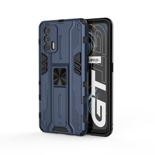 For OPPO Realme GT Supersonic PC + TPU Shock-proof Protective Case with Holder(Dark Blue) - Realme Cases by buy2fix | Online Shopping UK | buy2fix