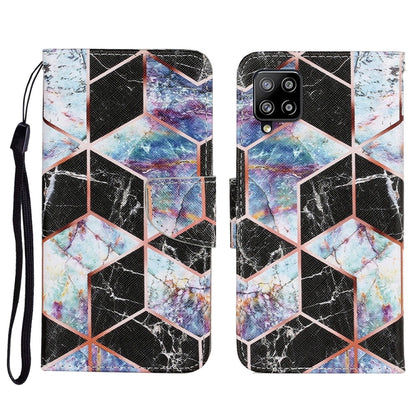 For Samsung Galaxy A22 4G Coloured Drawing Pattern Horizontal Flip PU Leather Case with Holder & Card Slots & Wallet & Lanyard(Black Marble) by buy2fix