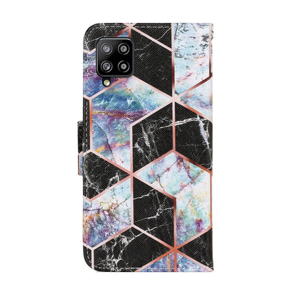 For Samsung Galaxy A22 4G Coloured Drawing Pattern Horizontal Flip PU Leather Case with Holder & Card Slots & Wallet & Lanyard(Black Marble) by buy2fix