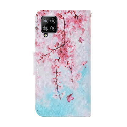 For Samsung Galaxy A22 4G Coloured Drawing Pattern Horizontal Flip PU Leather Case with Holder & Card Slots & Wallet & Lanyard(Cherry Blossoms) by buy2fix