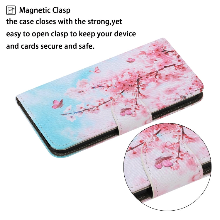 For Samsung Galaxy A22 4G Coloured Drawing Pattern Horizontal Flip PU Leather Case with Holder & Card Slots & Wallet & Lanyard(Cherry Blossoms) by buy2fix