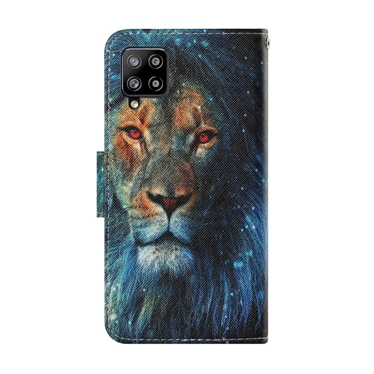 For Samsung Galaxy A22 4G Coloured Drawing Pattern Horizontal Flip PU Leather Case with Holder & Card Slots & Wallet & Lanyard(Lion) by buy2fix