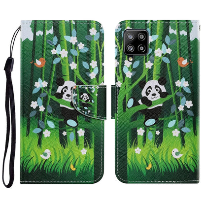 For Samsung Galaxy A22 4G Coloured Drawing Pattern Horizontal Flip PU Leather Case with Holder & Card Slots & Wallet & Lanyard(Panda) by buy2fix