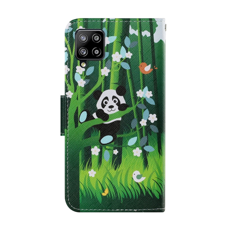 For Samsung Galaxy A22 4G Coloured Drawing Pattern Horizontal Flip PU Leather Case with Holder & Card Slots & Wallet & Lanyard(Panda) by buy2fix