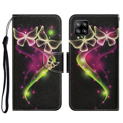 For Samsung Galaxy A22 4G Coloured Drawing Pattern Horizontal Flip PU Leather Case with Holder & Card Slots & Wallet & Lanyard(Couple Butterfly) by buy2fix