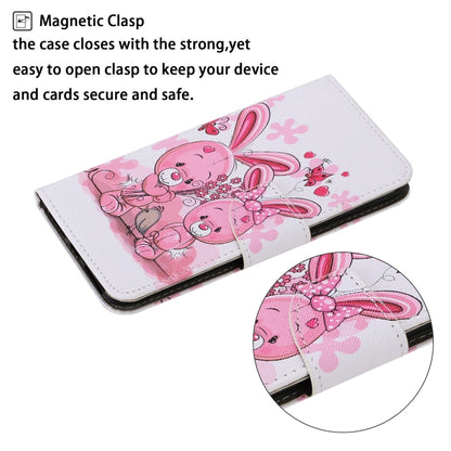 For Samsung Galaxy A22 5G Coloured Drawing Pattern Horizontal Flip PU Leather Case with Holder & Card Slots & Wallet & Lanyard(Cute Rabbit) by buy2fix