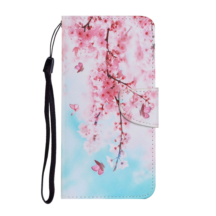 For Samsung Galaxy A22 5G Coloured Drawing Pattern Horizontal Flip PU Leather Case with Holder & Card Slots & Wallet & Lanyard(Cherry Blossoms) by buy2fix